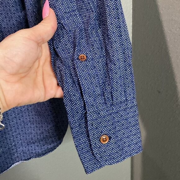 J.Crew Textured Blued Buttoned Down Mens Shirt A4813 Cotton - Picture 4 of 9